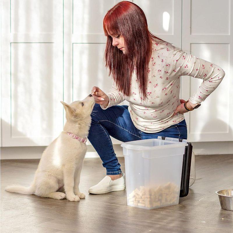 IRIS USA 10 Lbs / 12.75 Qt WeatherPro Airtight Pet Food Storage Container, Clear/Black