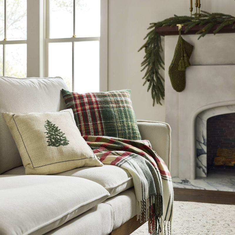 16"x16" Tree Embroidered Christmas Throw Pillow - Hearth & Hand™ with Magnolia