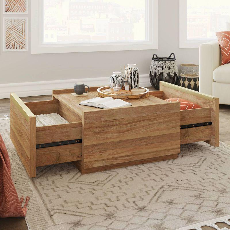 Manhattan Gate Coffee Table with Storage Sindoori Mango - Sauder: Modern Style, 2 Drawers, Lightweight Construction