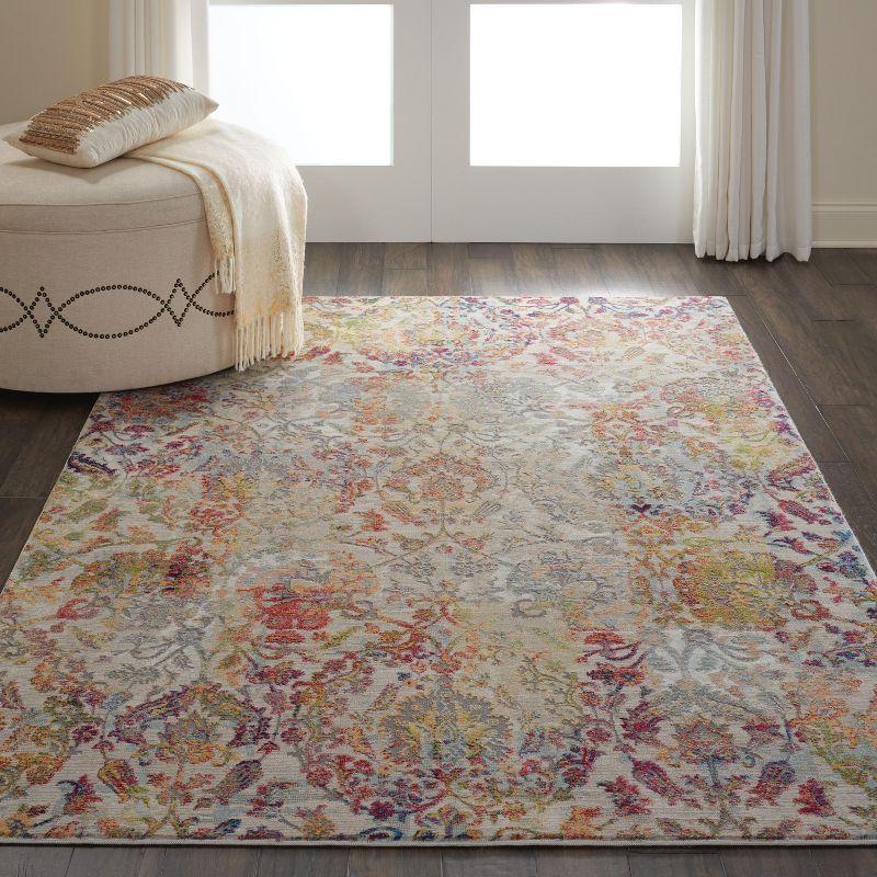 Global Vintage GLB06 Ivory/Blue Area Rug Colorful Vintage Damask By Nourison