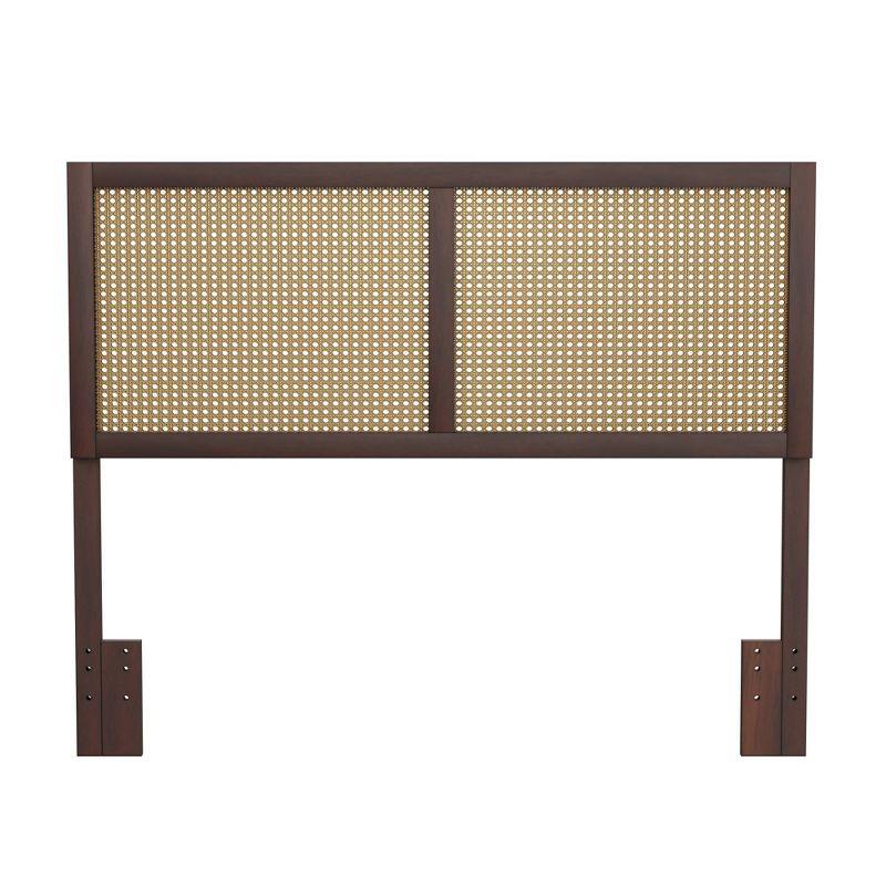 Chocolate Wood and Cane Panel Full/Queen Headboard