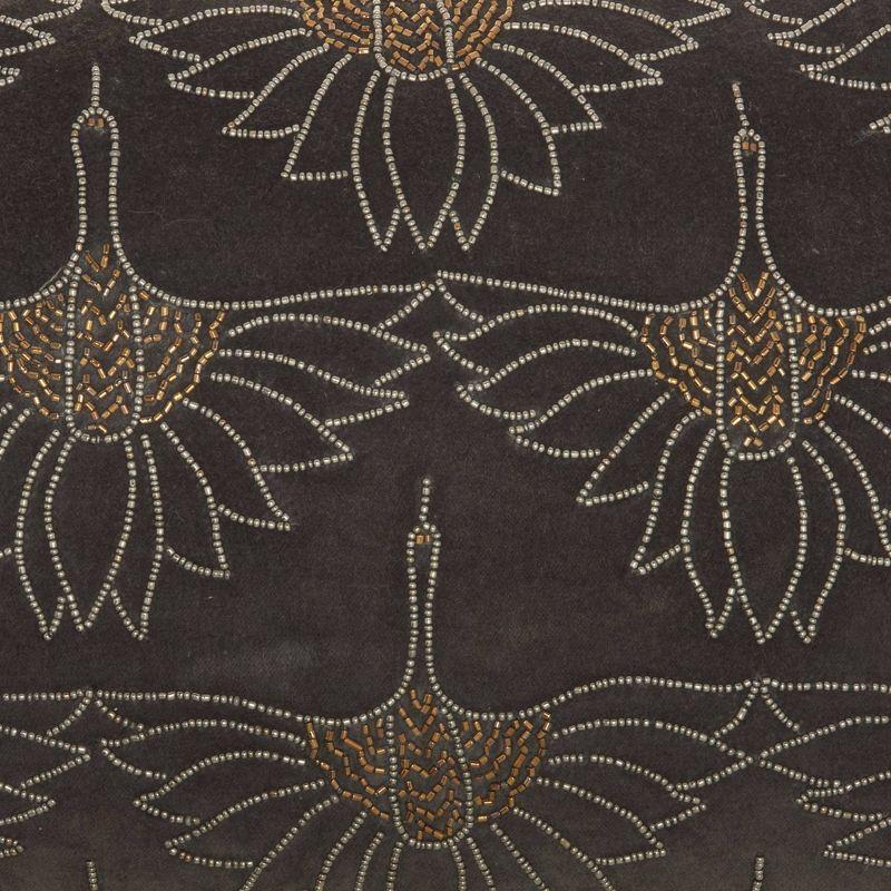 12"x20" Sofia Beaded Flowers Lumbar Throw Pillow Dark Gray - Mina Victory
