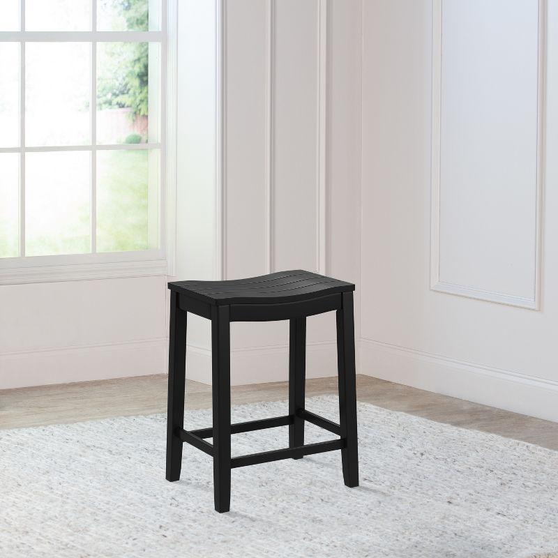 24" Fiddler Wood Backless Counter Height Barstool Black - Hillsdale Furniture: Saddle Seat, Flared Legs