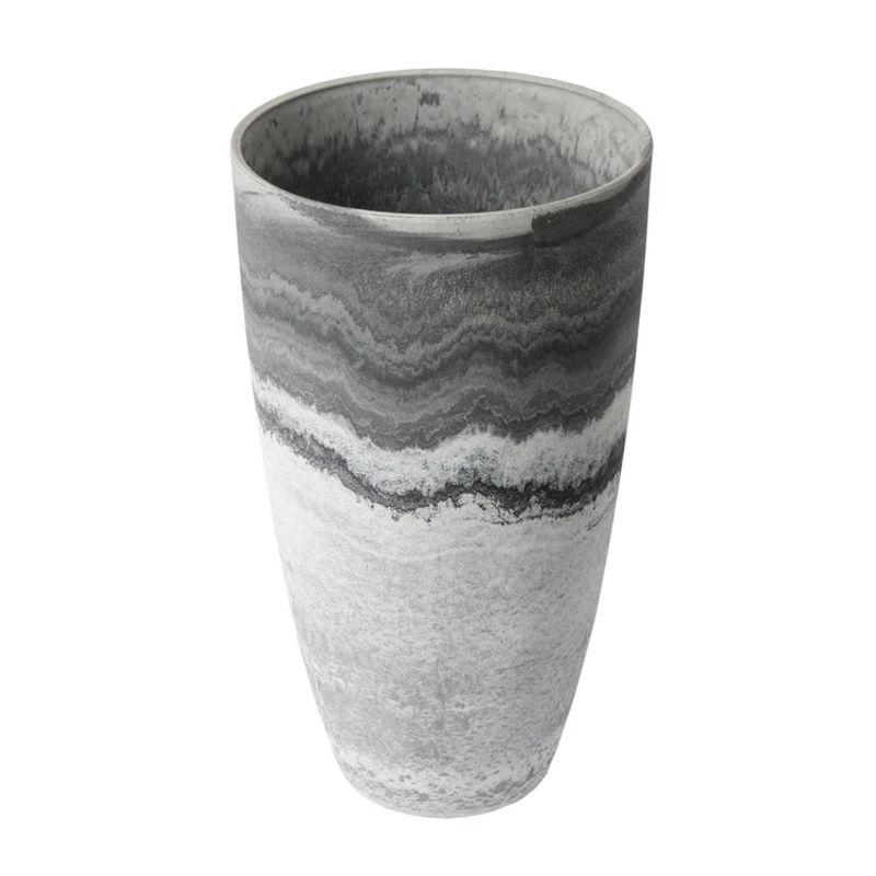 Acerra Gray and White Composite Outdoor Vase Planter