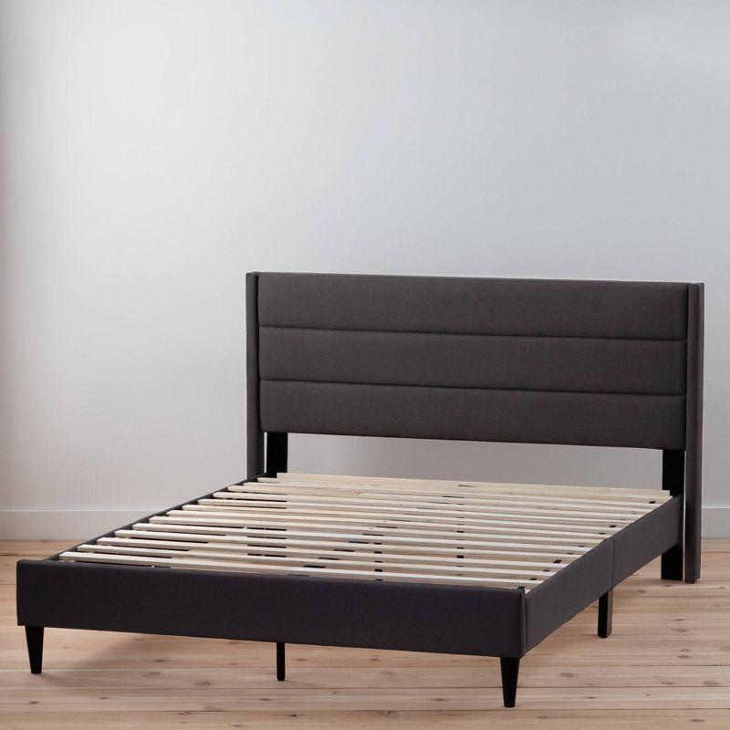 Amelia King-Size Charcoal Wood Frame Upholstered Bed with Tufted Headboard