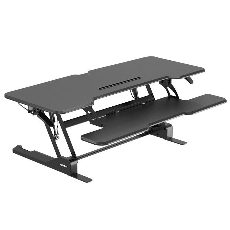 Large Black Steel Standing Desk Converter with Gas Spring