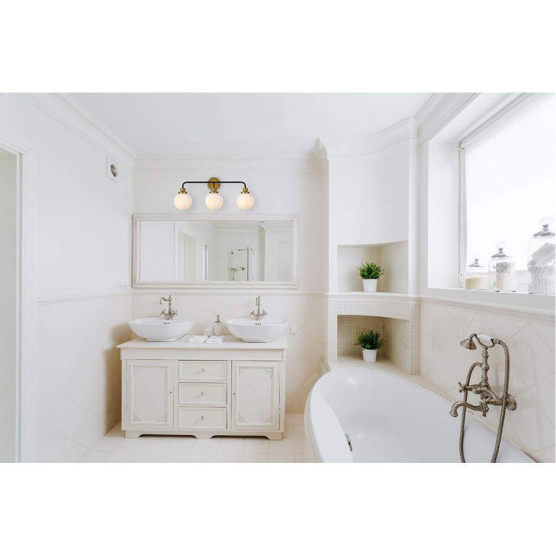 Elegant Lighting Hanson 3 lights bath sconce in black with brass with frosted shade