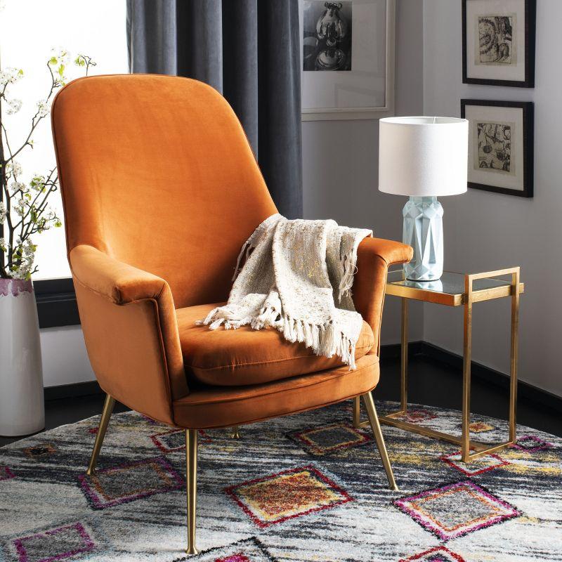 Aimee Velvet Arm Chair - SFV4701 - Sienna/Gold - Safavieh Couture