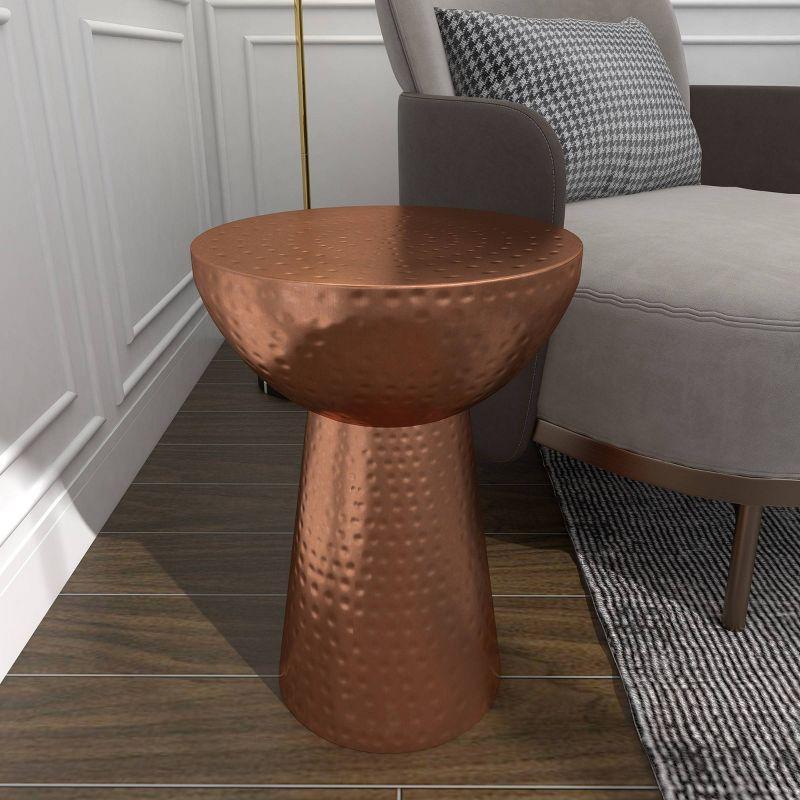 Ivy Bronx Dolina Metal Handmade Side End Accent Table with Hammered Design