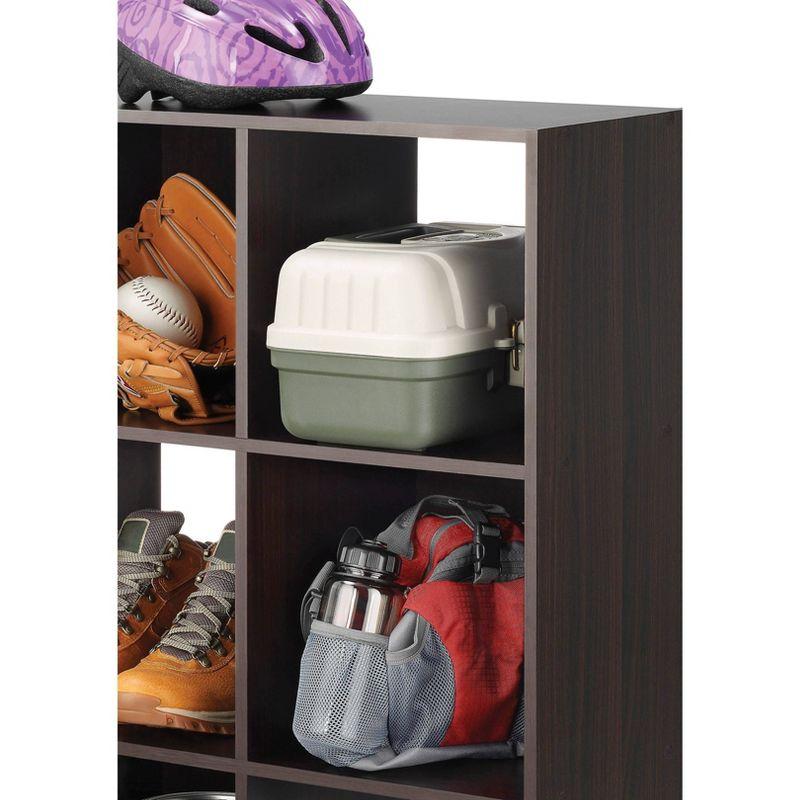 Whitmor 9 Section Cube Organizer Espresso: Universal Storage, 35.5" x 11.75", Particle Board & Steel, Divided Shelves