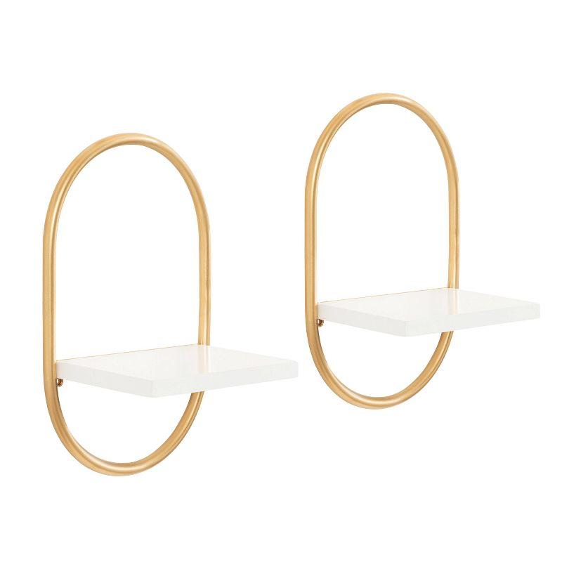 Set of 2 Olav Wall Shelf Set White: Modern Floating Shelves by Kate & Laurel All Things Decor