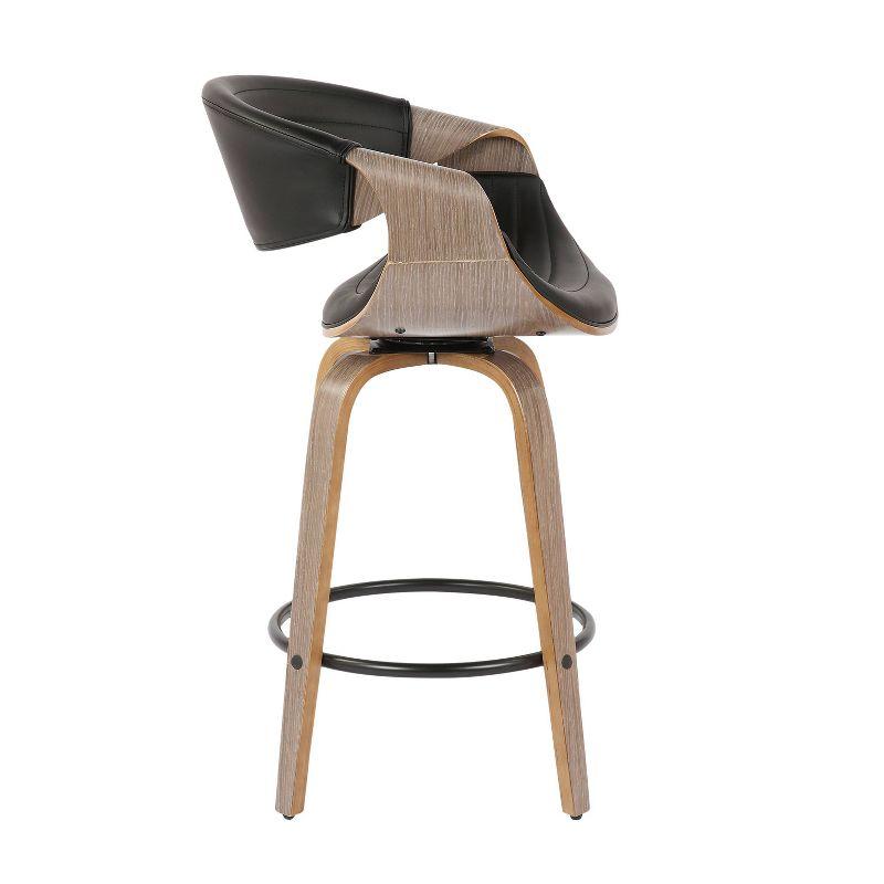 Walnut and Black Mid-Century Modern Swivel Counter Stool