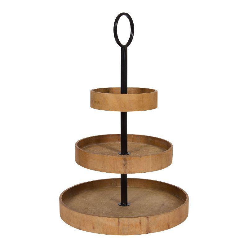 Kate and Laurel Woodmont Tray, 3 Tier, Rustic Brown
