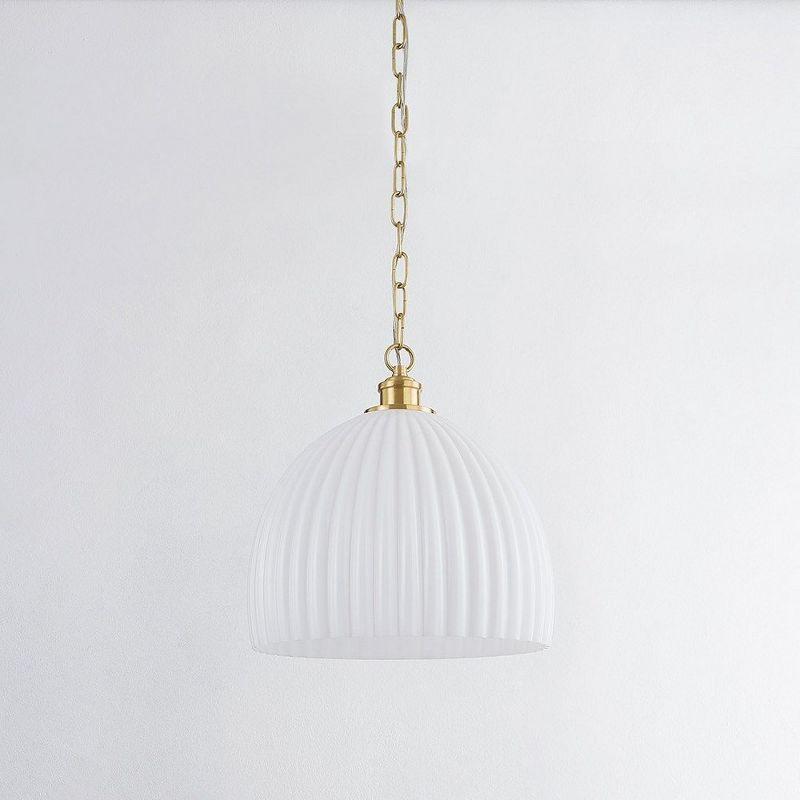 Mitzi Hillary 1 - Light Pendant in  Aged Brass Opal Glossy Shade