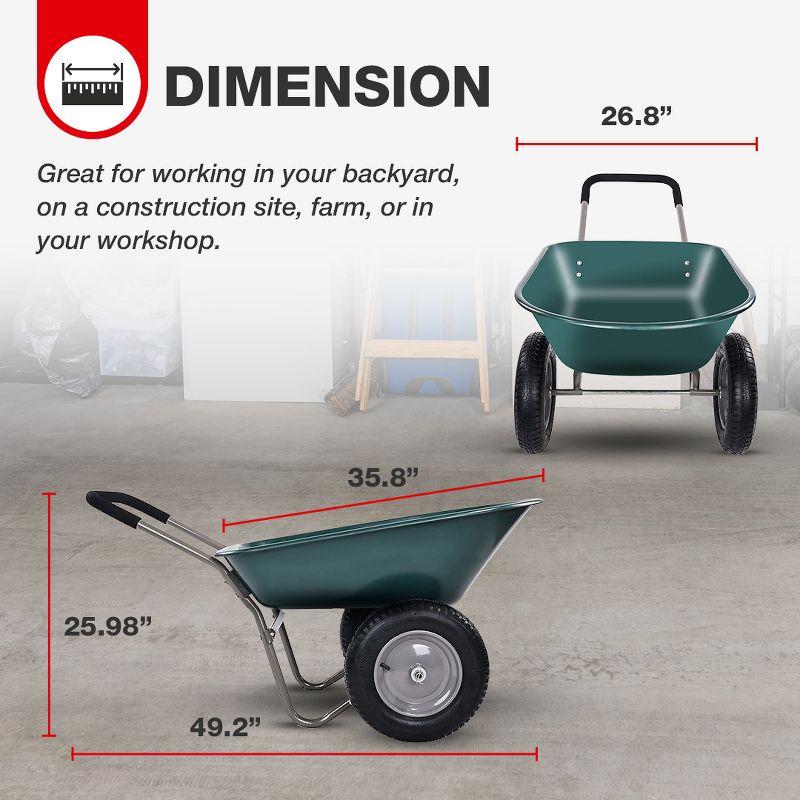 Costway 2 Tire Wheelbarrow Cart Heavy-duty Dolly Utility Cart Green