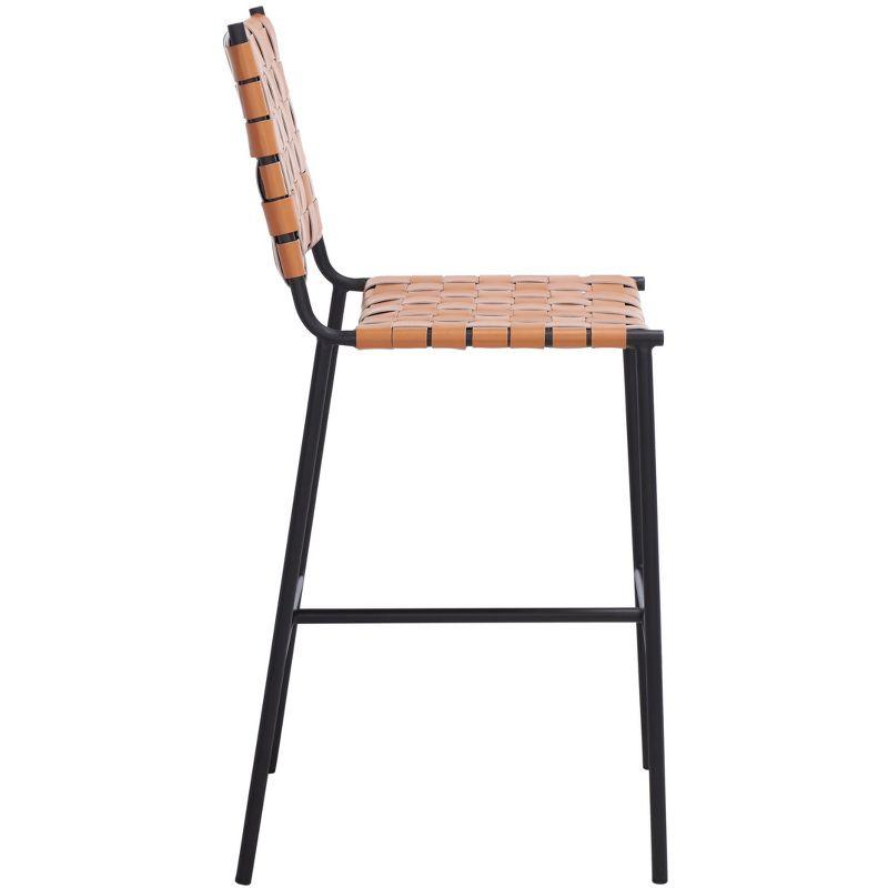 Olenna Woven Counter Stool - BST3011 - Cognac/Black - Safavieh