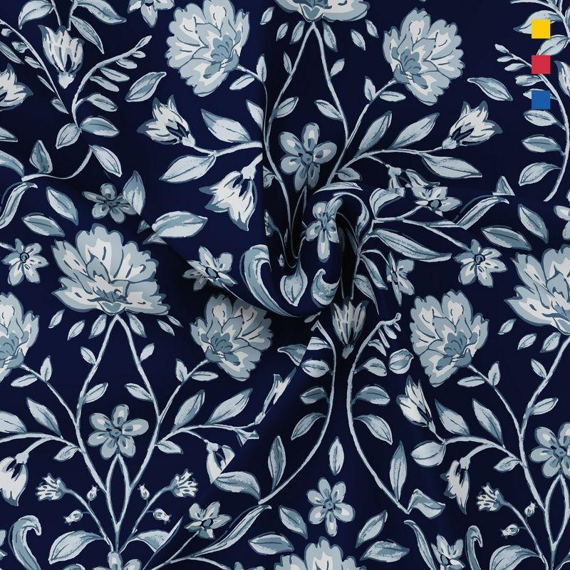 Color Sense 100% Cotton Percale Cool & Crisp 4-Piece Sheet Set Full Adorn Floral