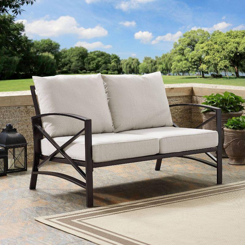 Kaplan Outdoor Metal Loveseat - Oatmeal/Bronze - Crosley