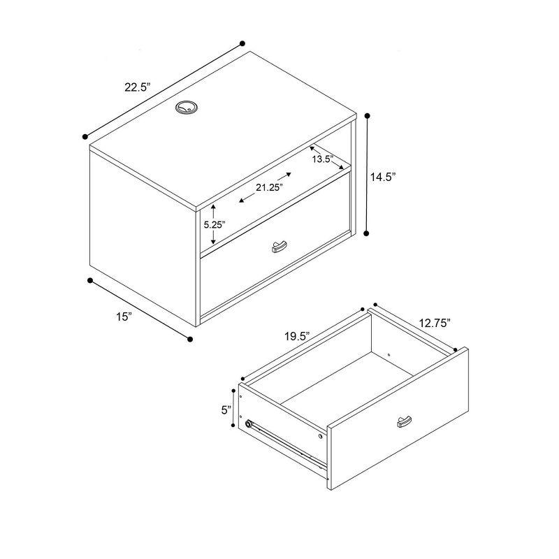 Cherry Floating 1 Drawer Nightstand with Open Shelf