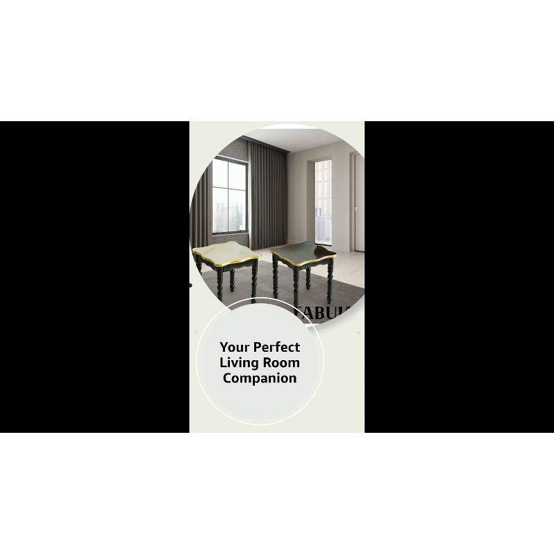 Fabulaxe Square Wooden Side Table, Living Room Accent End Table, Gold and Brown