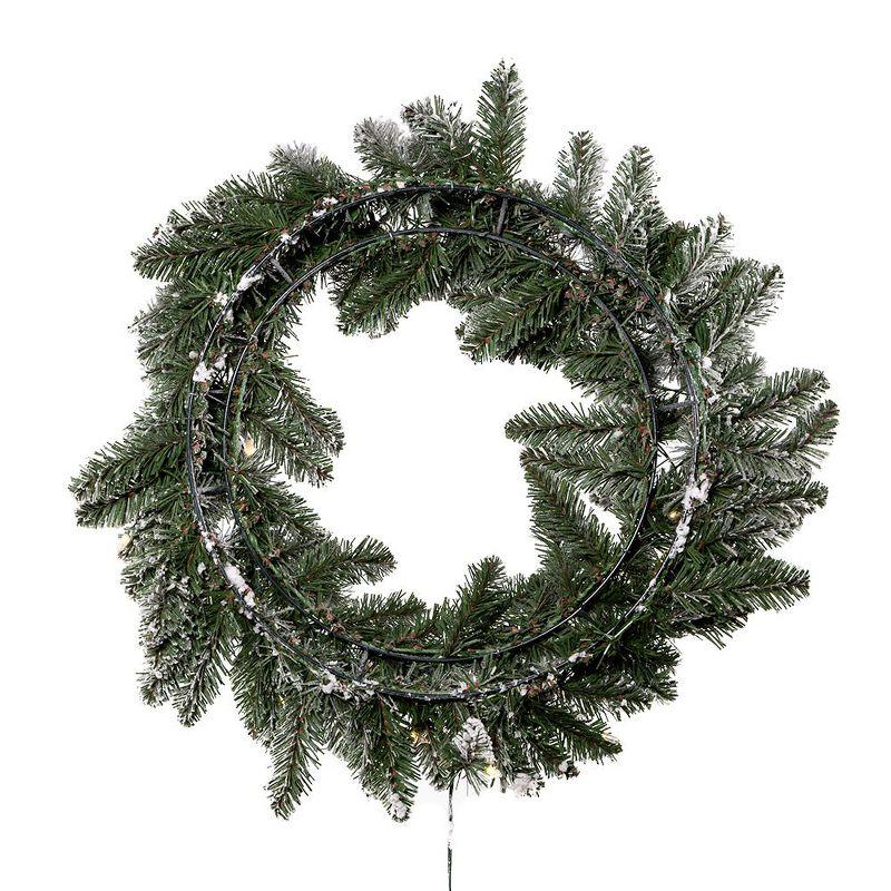 Kurt Adler 24-Inch Battery-Operated Pre-Lit Warm White LED Snow Pine Wreath