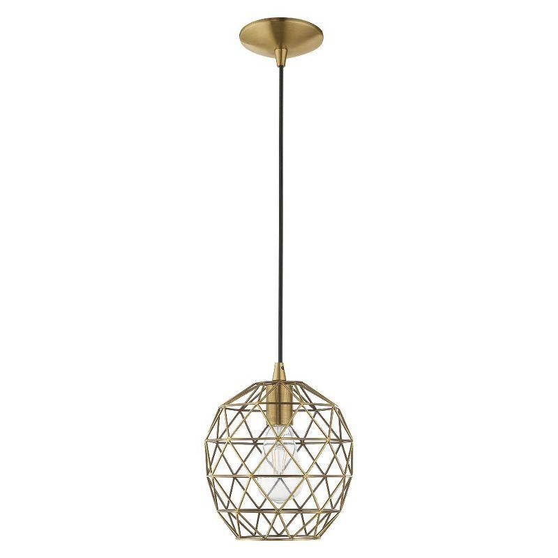 Livex Lighting Geometric Shade 1 - Light Pendant in  Antique Brass