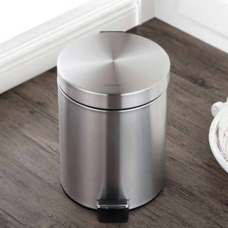 happimess Oscar 8-Gallon Step-Open Trash Can with FREE Mini Trash Can, Stainless Steel