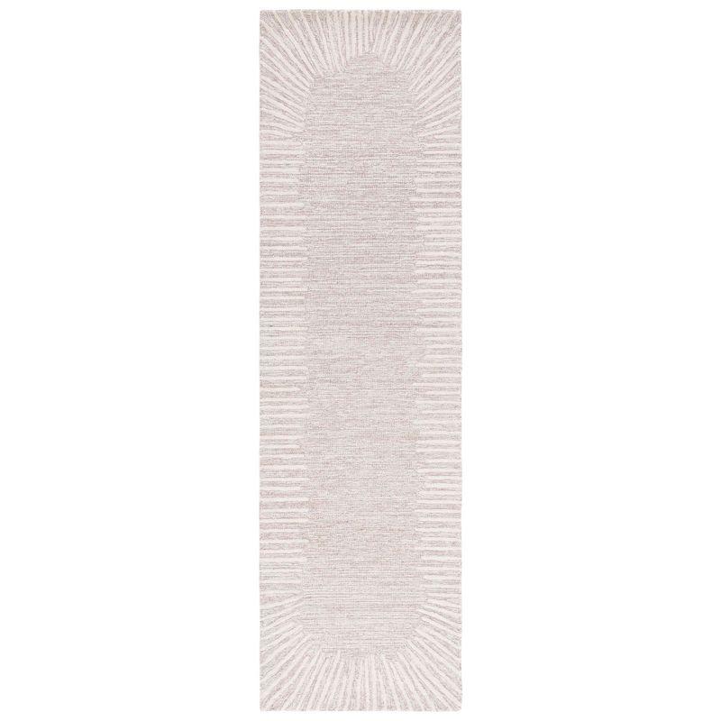 Natural Ivory Abstract Handmade Wool Runner Rug