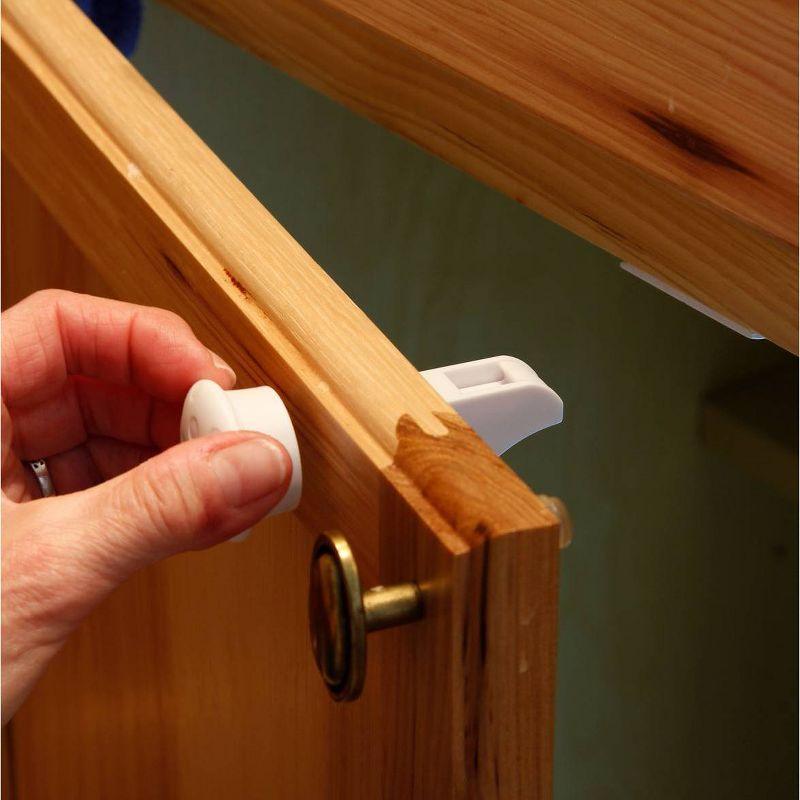 White Magnetic Child Proof Cabinet Locks with Key