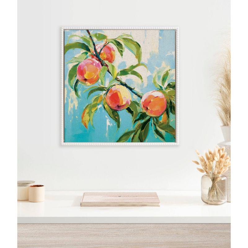 Kate & Laurel All Things Decor 22"x22" Sylvie Beaded Peach Tree Framed Canvas by The Creative Bunch Studio White