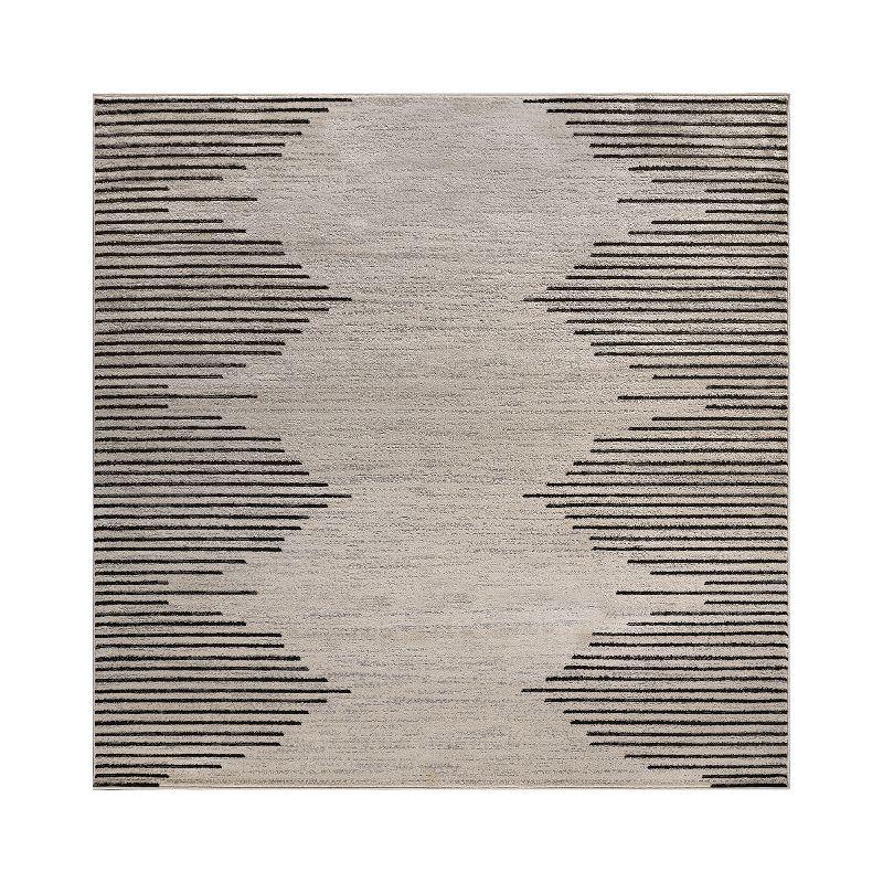 World Rug Gallery Area Rug Bohemian Stripe Jute Rug Carpets for Living Room Rugs for Sale - CREAM 6'6"x6'6"