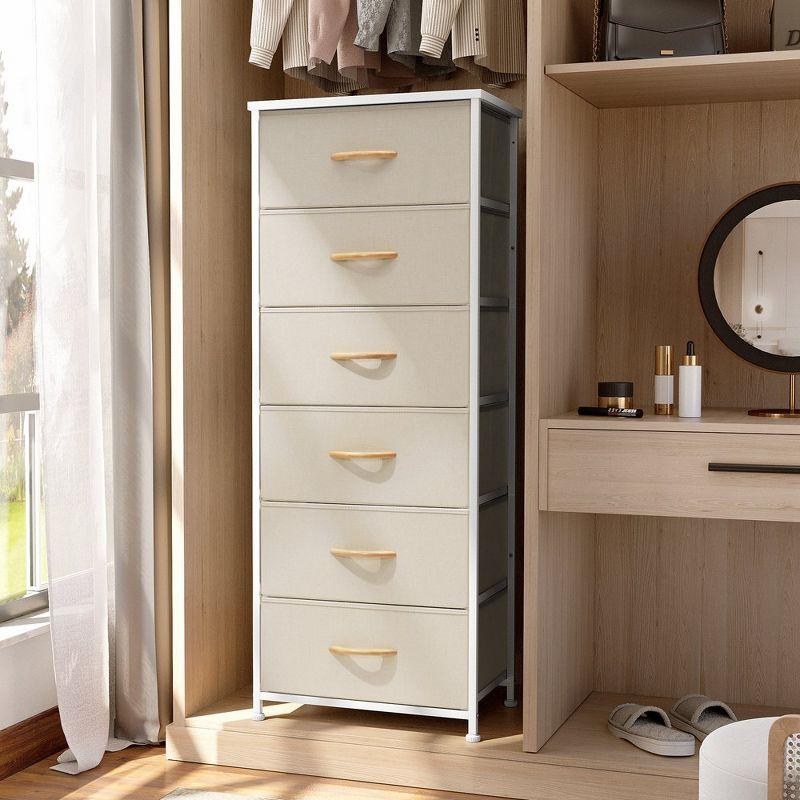 Crestlive Products 6 Drawers Vertical Dresser for Bedroom Storage Tower with Wood Top White