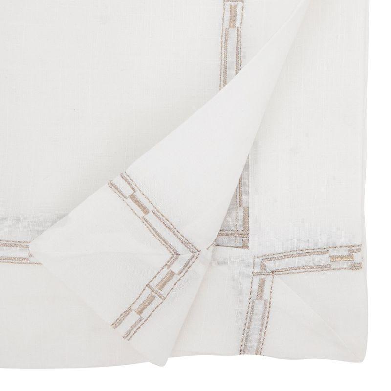 Elegant White Tablecloth with Gold Embroidered Border, 72" x 180"