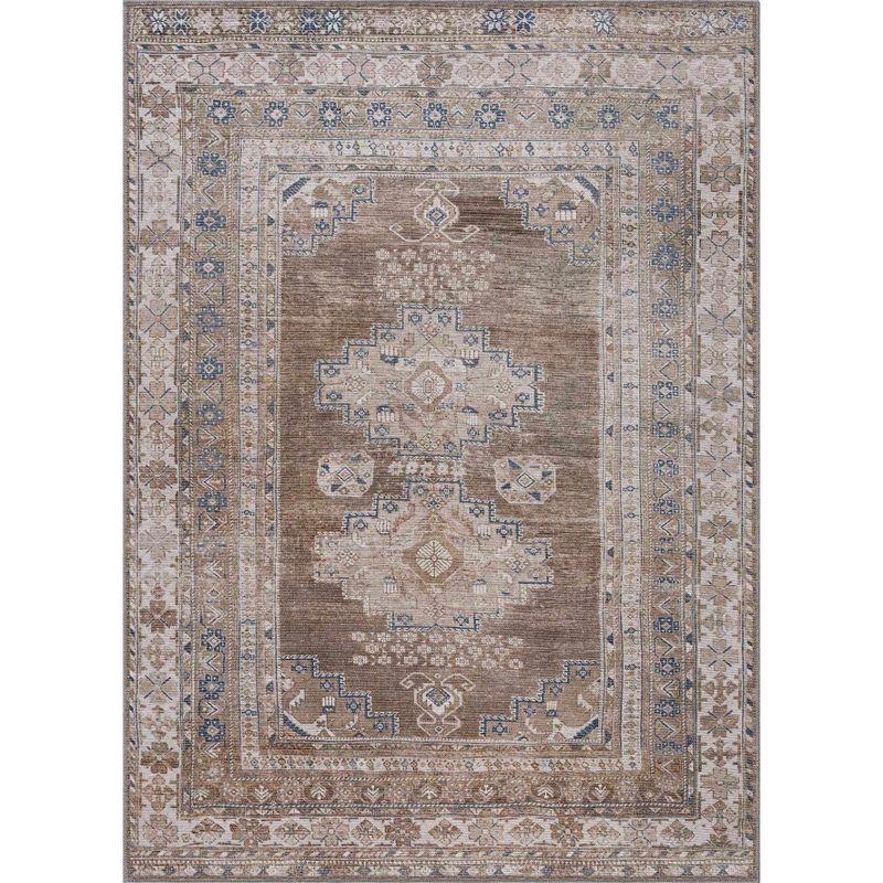 Baltinglass Blue and Cream Washable Chenille Area Rug 2' x 3'