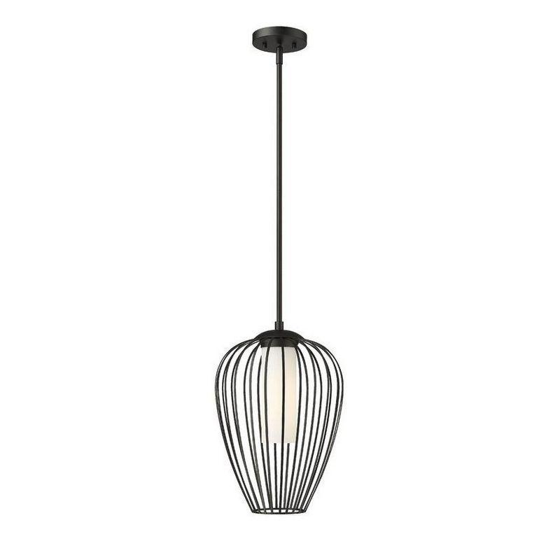 Modern Matte Black Tulip Pendant Light with Glass Shade