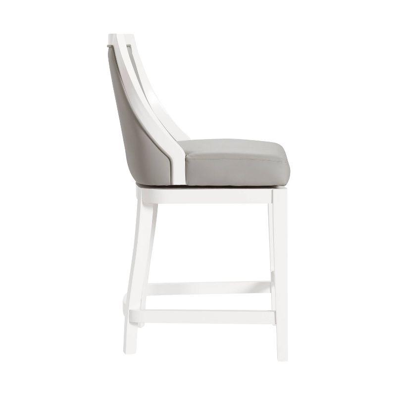 Alaterre Ellie 19" Wide Solid Rubber Wood Frame Linen Fabric Counter Height Swivel Stool With Back