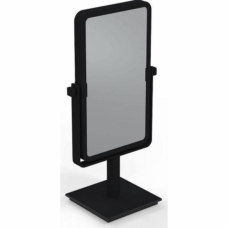 Matte Black Rectangular Freestanding Makeup Mirror with Magnification