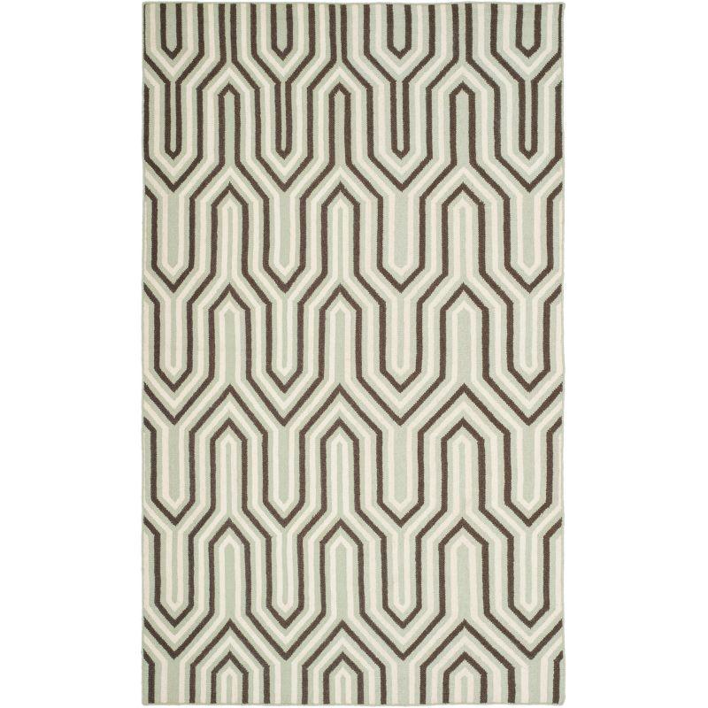 Gray Geometric Flat Woven Wool 4' x 6' Area Rug