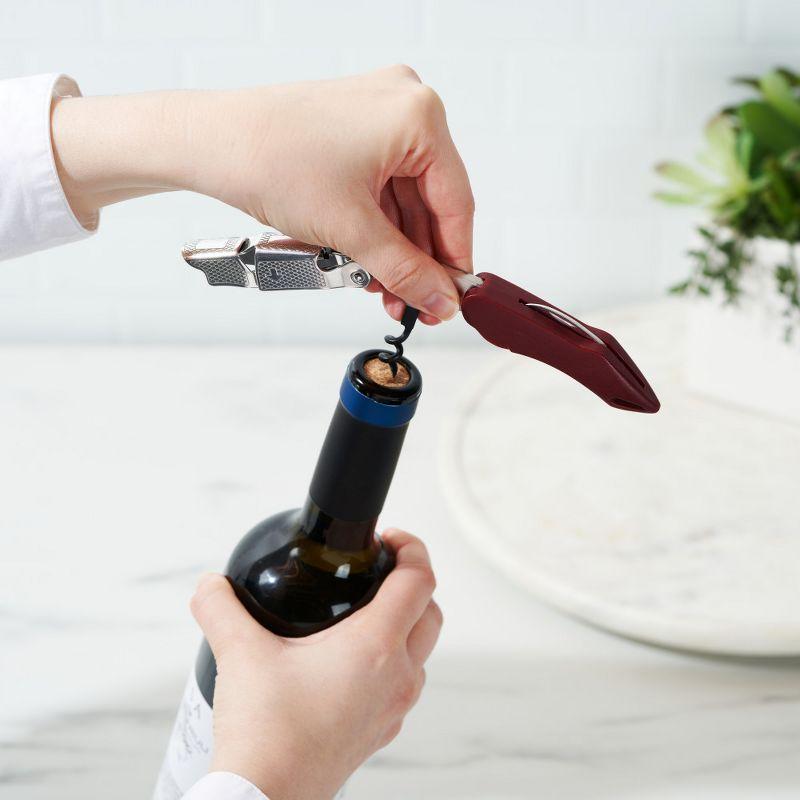 True Sommelier Waiter’s Corkscrew, Burgundy Stainless Steel Spring Loaded Wine Key