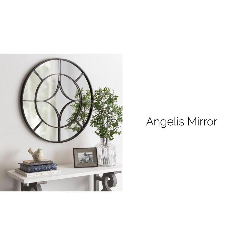 Kate & Laurel All Things Decor 30" Angelis Modern Round Wall Mirror Framed Circle Mirror with Metal Overlay