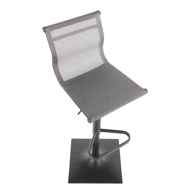 33.5" Mirage Contemporary Barstool Black/Silver - LumiSource: Upholstered, Adjustable, Swivel, Metal Legs
