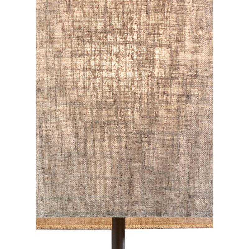 Walnut & Black Metal Mid-Century Desk Lamp with Textured Shade