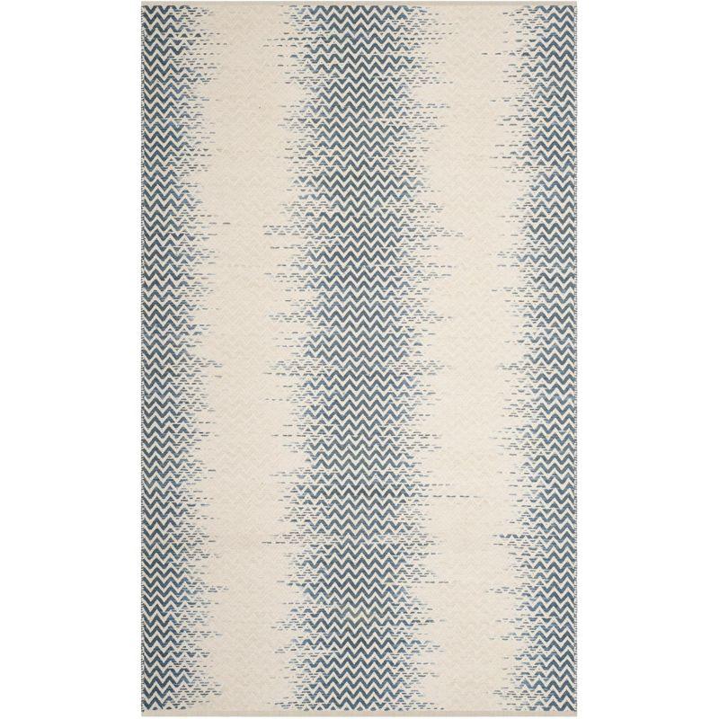 Cotton Kilim KLC121 Hand Woven Area Rug - Blue/Ivory - 4'x6' - Safavieh