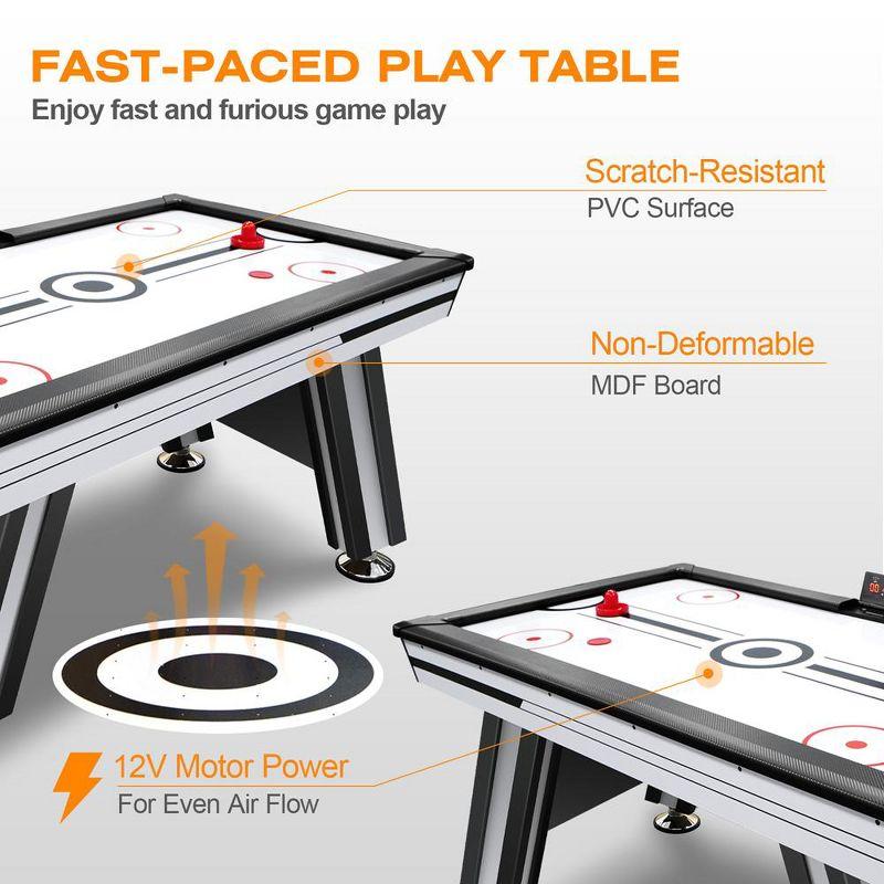 72" Black and White MDF Air Hockey Table with LED Scoreboard