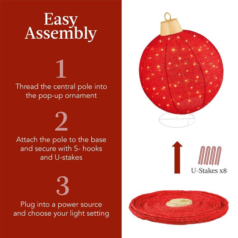 Best Choice Products 2pc Large Outdoor Christmas Ornament Set, Lighted Pop-Up Ball Holiday Décor