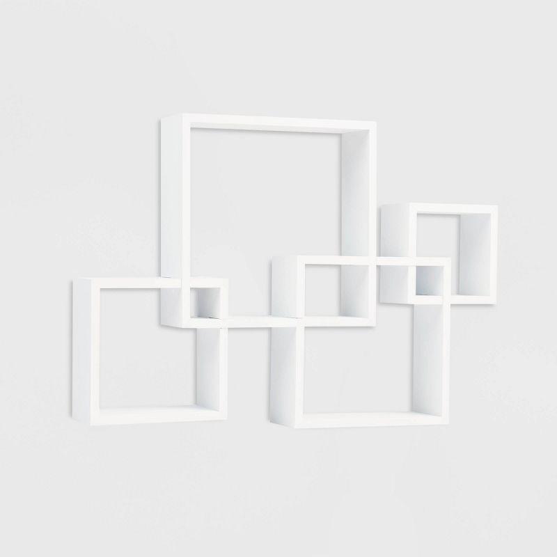 Modern White Intersecting Cube Floating Wall Shelf