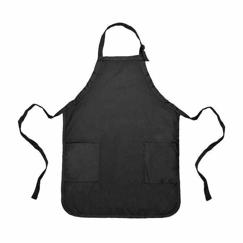 Black Poly-Cotton Adjustable Cooking Apron with Pockets