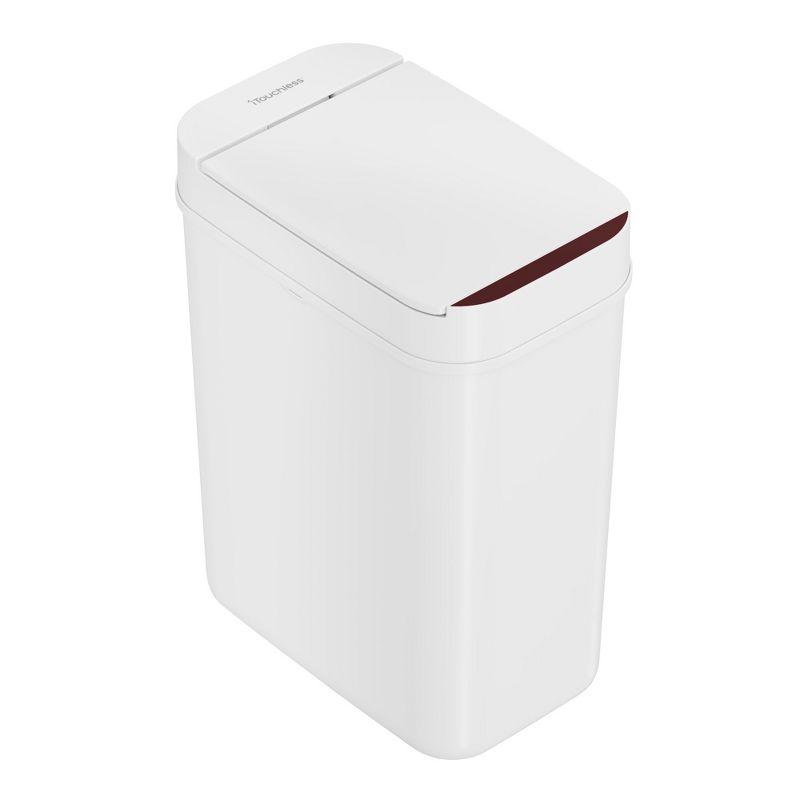 White 3 Gallon Touchless Plastic Kitchen Trash Can