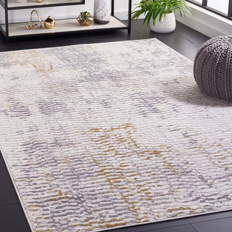 Palma Erica Abstract Gray Square Synthetic Rug - 6'7" x 6'7"