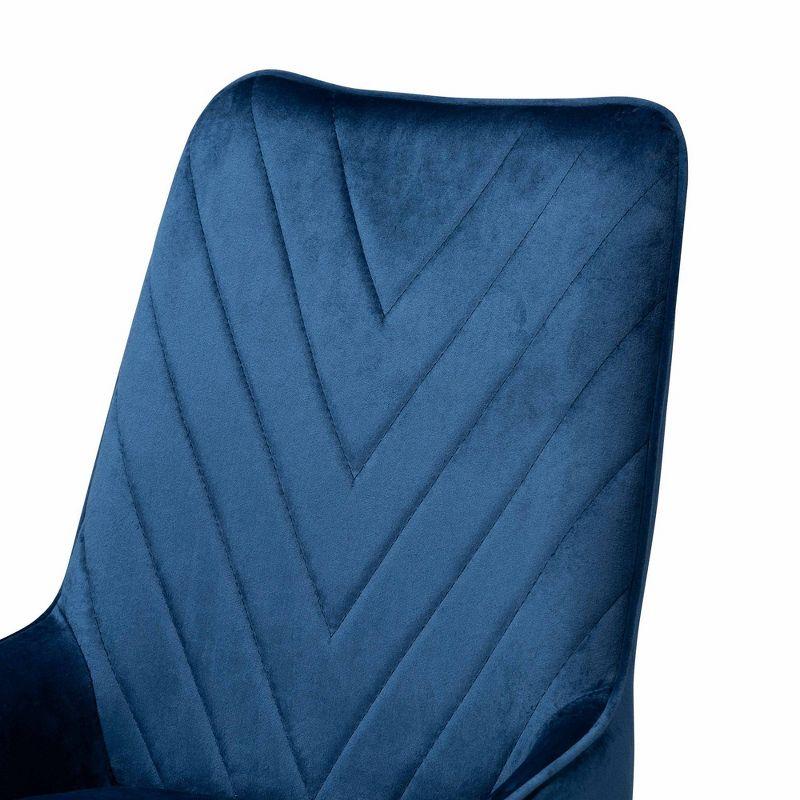 2pc Priscilla Velvet Fabric Upholstered Metal Dining Chair Set Navy Blue/Gold - Baxton Studio
